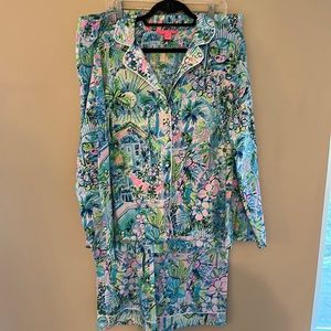 Lilly Pulitzer cotton button down pajama set Lilly’s house